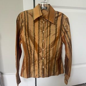 Women’s vintage ETRO Milano orange-yellow striped button down size 40